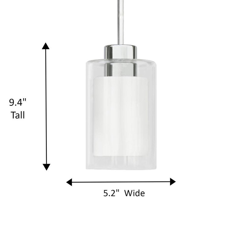 Luminaire suspendu en verre transparent et givré Latitude Run® Pt291 6, Transparent, Chrome