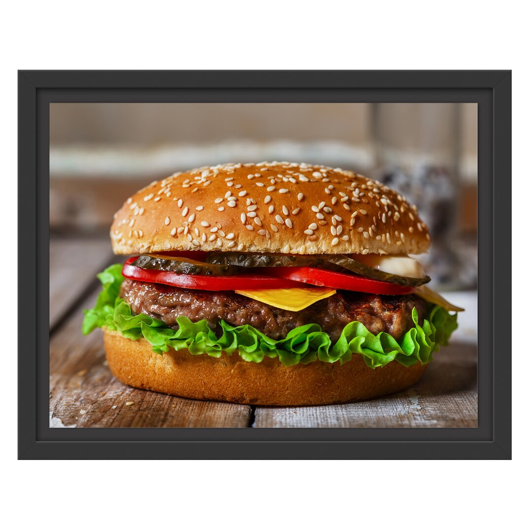 Gerahmtes Wandbild Burger mit Tomaten