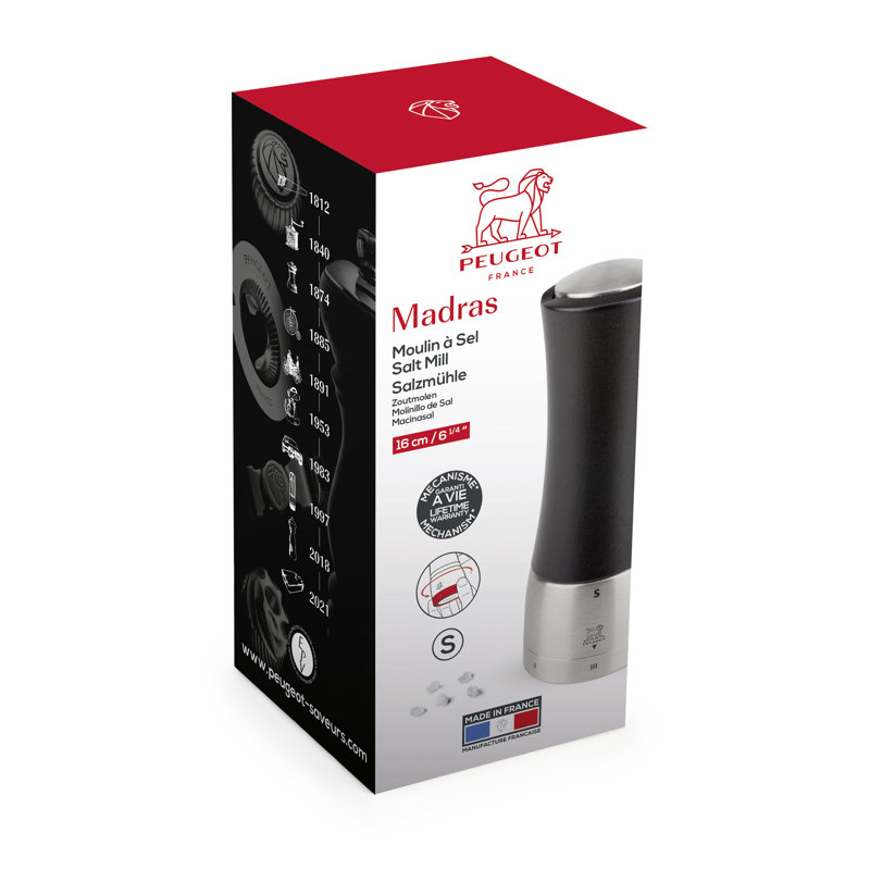 Peugeot Saveurs, Madras, U'Select Pepper Mill, 17.9cm H x 8cm W x 8cm D, Chocolate, Stainless Steel