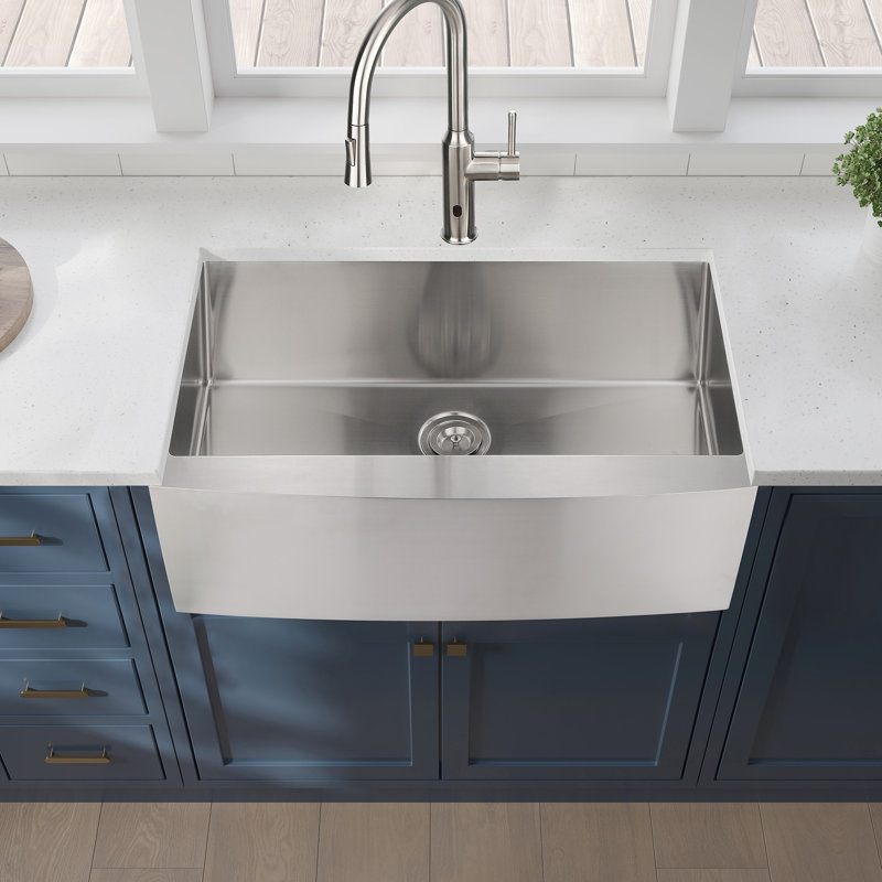 33"X21"X10" Apron Stainless Steel Sink - Single Bowl, Dent-, Rust & Stain- Construction Feature, Easy To Clean, , 16 Gauge, Nickel Kitchen Coating Treatment, Brushed