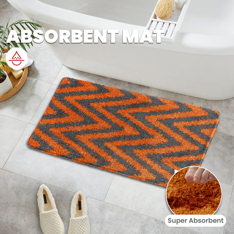 Sedric Polypropylene Plastic Non-Slip Bath Mat, Orange