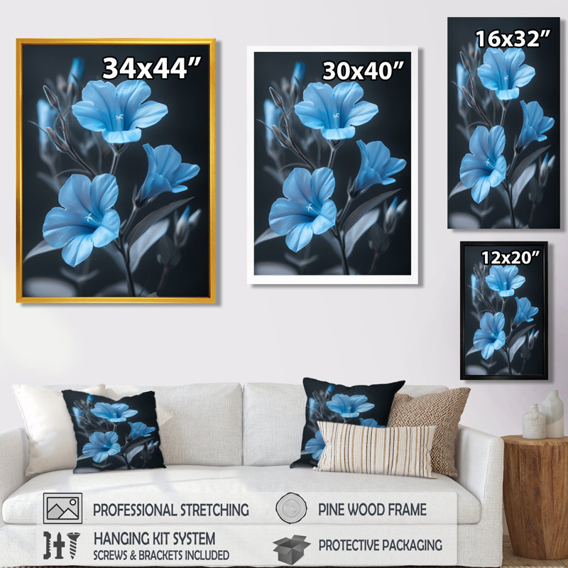 Monogramme de gloire du matin fleurs Natures Nuance - gloire du matin décoration murale, Toile tendue, H 24 po x l 32 po