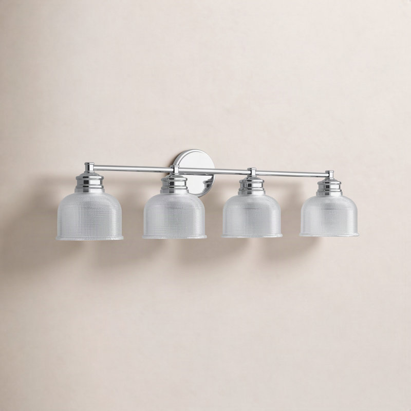 Besima 4-Light Hammered Glass Dimmable Vanity Light, Chrome