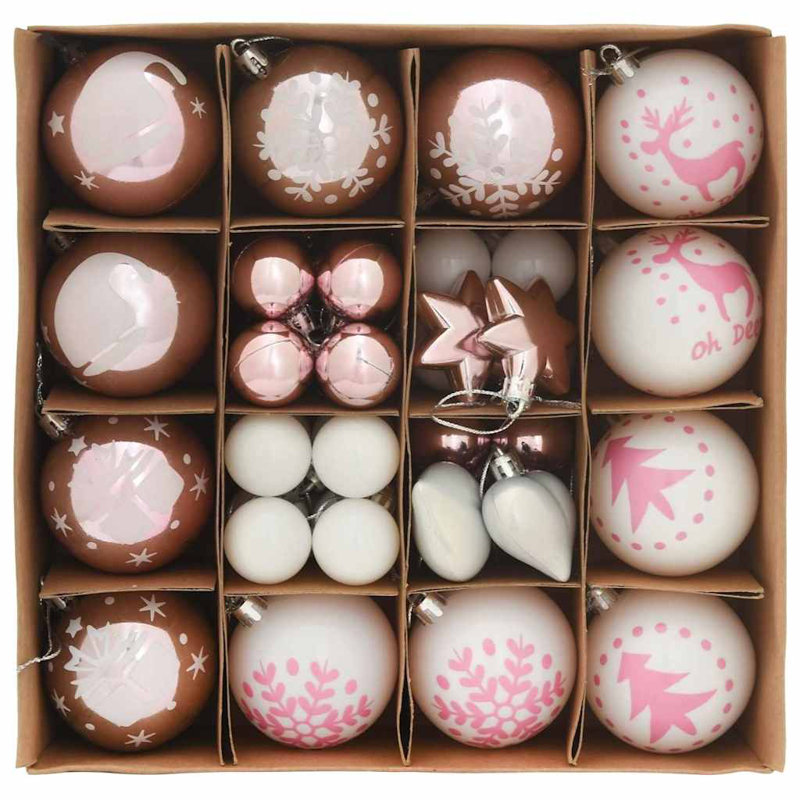 vidaXL Christmas Bauble Plastic, White/Pink