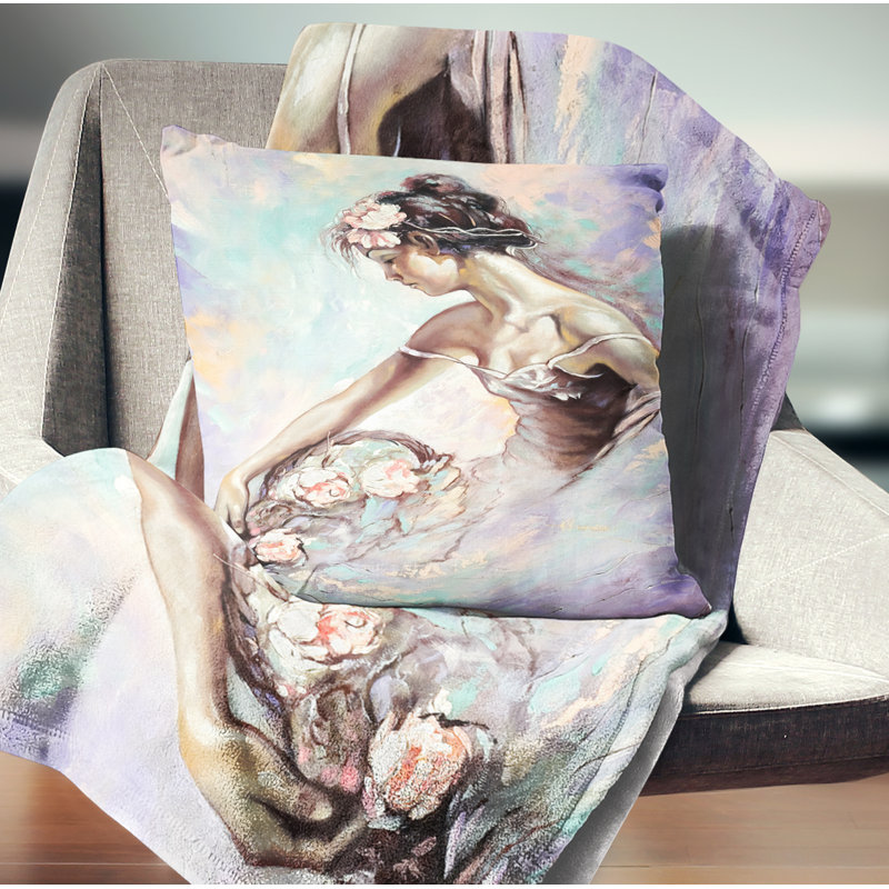 Coussin floral avec bouquet de fleurs, 16 po x 1 po, Carré