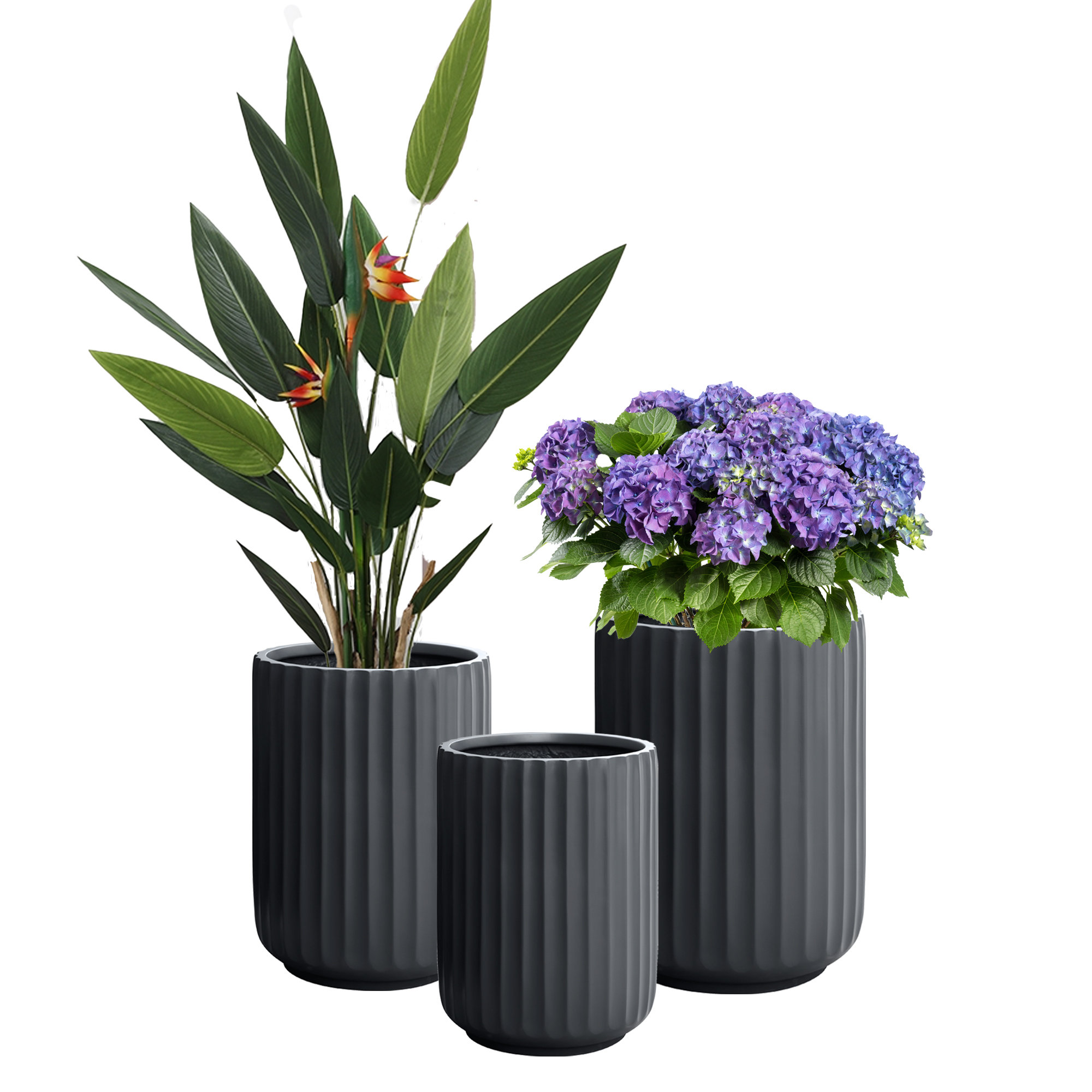 Allenville Fiberstone Planter, 10" H x 11.5" W x 11.5" D, Gray