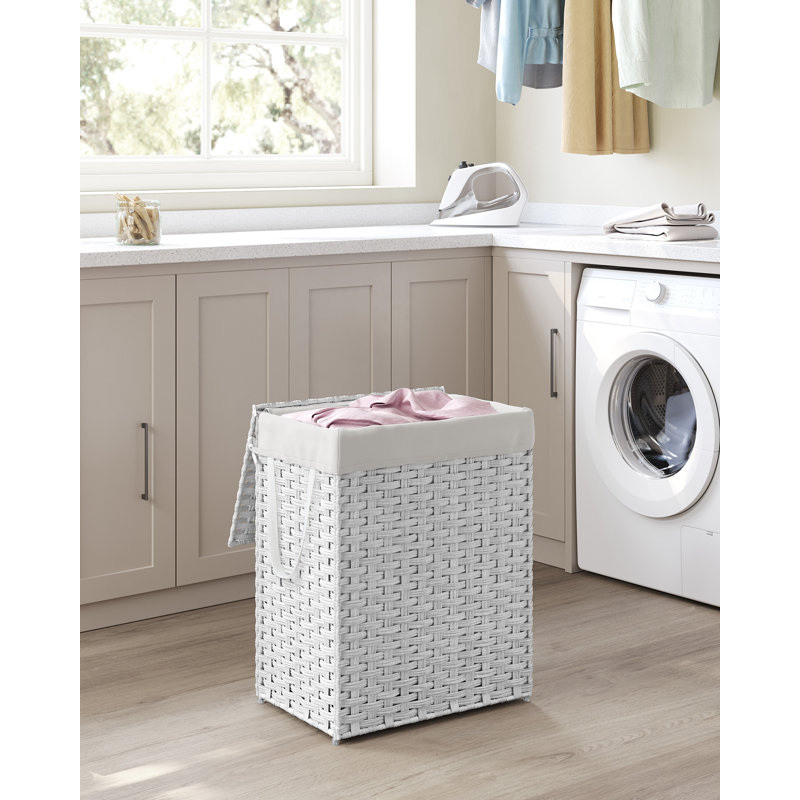 Laundry Basket with Handles, White