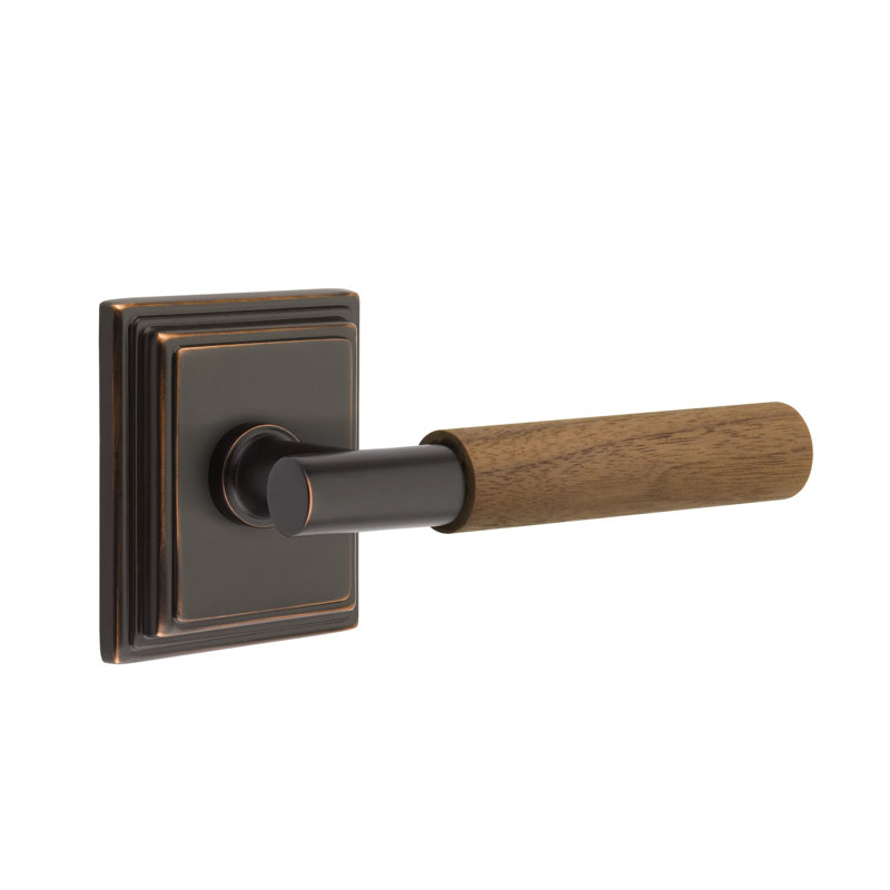 Ensemble de faux levier Emtek Select avec rosette Wilshire et tige en T, poignée en noyer foncé
