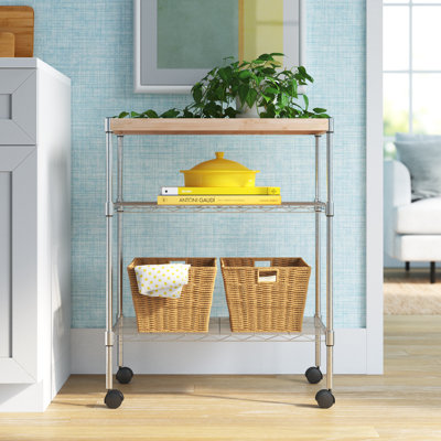 Adjustable Kitchen Cart Manufactured Wood Top