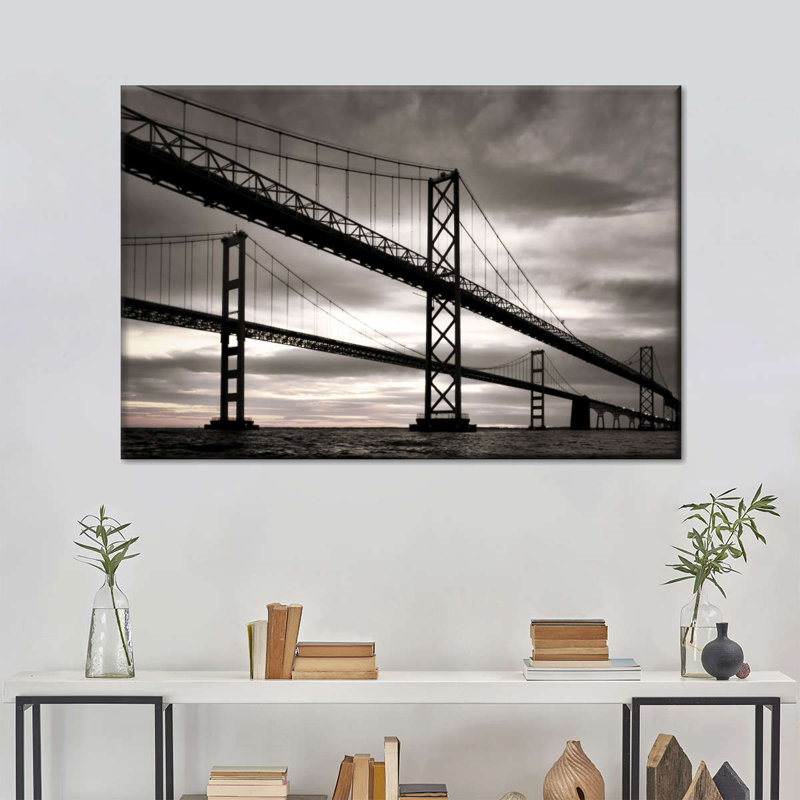 Suspension Bridge Chesapeake Bridge, reproduction sur toile, H 8 po x l 12 po x P 1 po