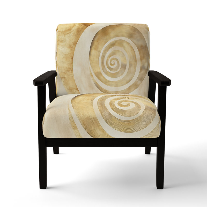 Chaise d'appoint Abstract Spirals - Fauteuil Gold, Black Square Arms