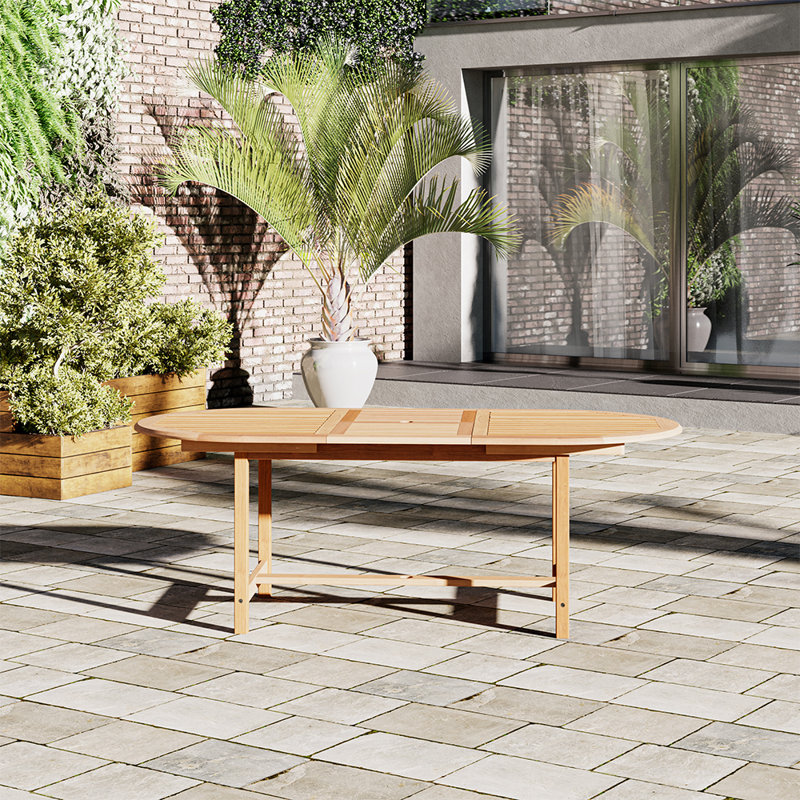 Audre Extendable Oval Teak Outdoor Dining Table