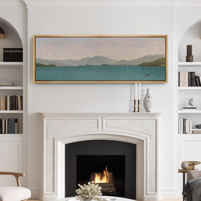 Coastal Beach " Serenity On The Lake A Panoramic View Modern Art Calm Warm Extra Large Artwork Pictures "