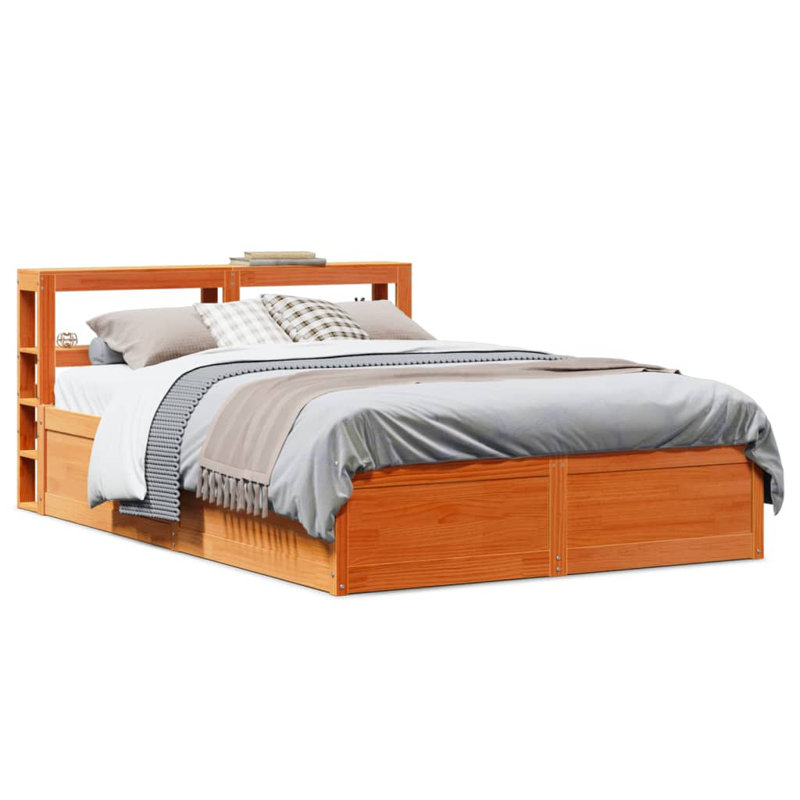 Storage Bed, European Kingsize (160 x 200 cm), Wax Brown
