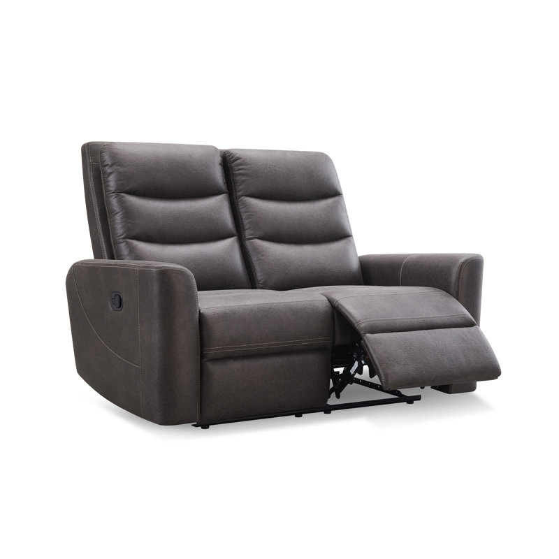 Aldah 58.5'' Upholstered Reclining Sofa, Gray Polyester