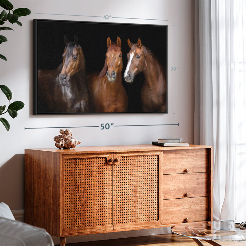 Animal «Brown Stallion Horses, reproduction sur toile», H 29 po x l 43 po