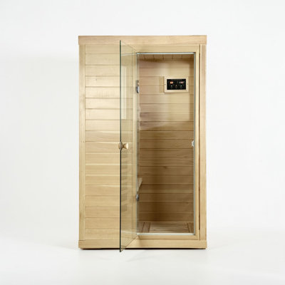 Sauna infrarouge lointain pour l'intérieur KISRAIS avec 2 haut-parleurs Bluetooth, 1 lampe de lecture à DEL, 1 lumière RLT et NIR, fabriqué à partir de pruche du Canada