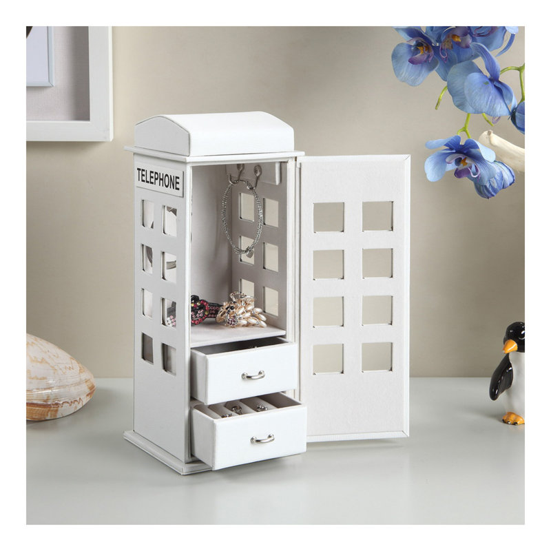 Grande boîte à bijoux en cuir 11,5 po , Blanc