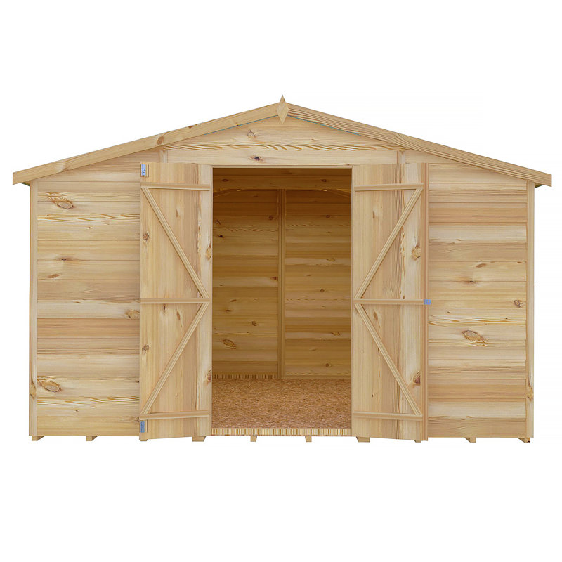 Garden Value 10 ft. W x 10 ft. D Overlap Apex Wooden Shed, No
