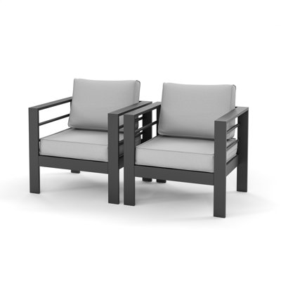 Ensemble de 2 chaises de patio en aluminium avec coussin (ensemble de 2)