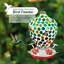 8.25"H Blue/Green Dots & Ladybugs Glass Hanging Hummingbird Feeder