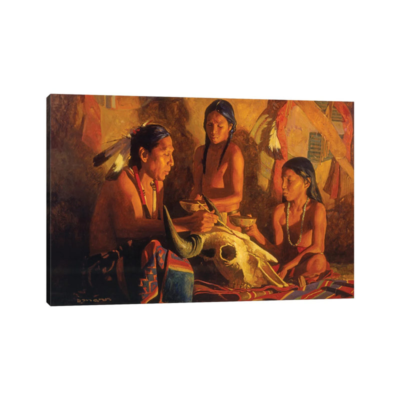 Buffle chaman par David Mann - peinture sur toile tendue, H 26 po x l 40 po x 1,5 po