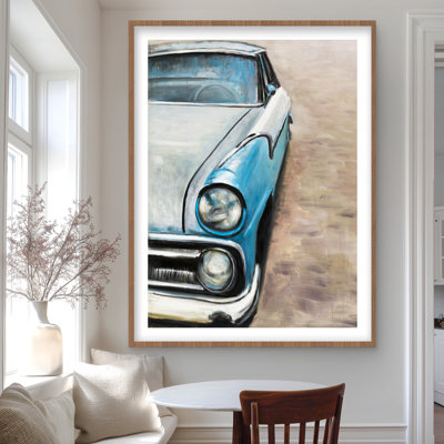 Old Classic Car Vintage Framed Matted Print for Home Decor