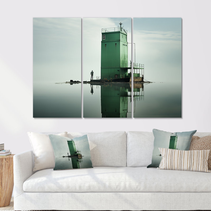 Ensemble d'art mural sur toile Fabrice Mint Mirage - usines, H 40 po x l 60 po x P 1 po