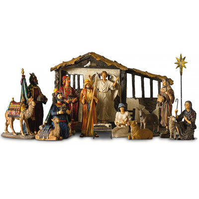 Crèche grandeur nature de 16 pièces (10 pouces de hauteur)
