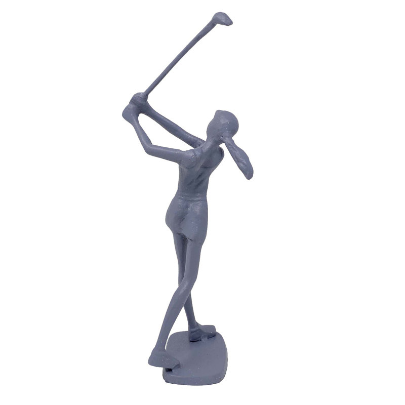 GOLFER LADY Iron Figurine 29cm, Grey Shimmer
