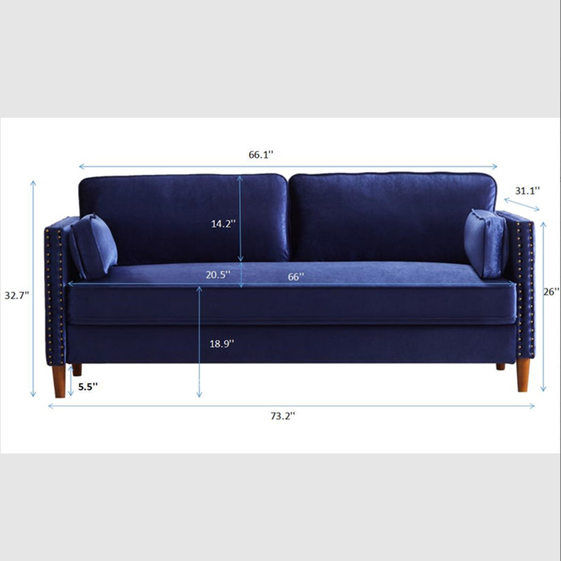 Epps 73.2'' Velvet Sofa, Blue