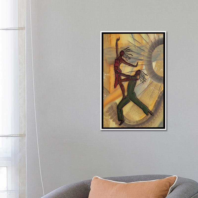 Danseurs par Fred Odle-impression, Pas de tapis, H 26 po x l 18 po x 1,5 po, Toile blanche encadrée