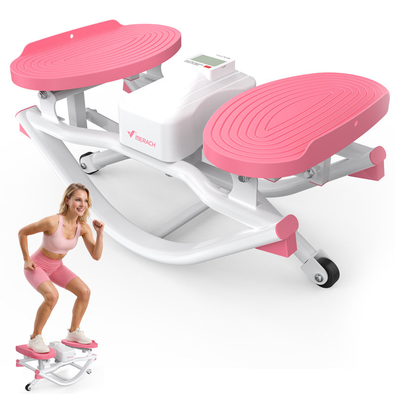MERACH Stepper à bascule avec bandes de résistance, capacité de 330 lb pour un entraînement complet du corps, White