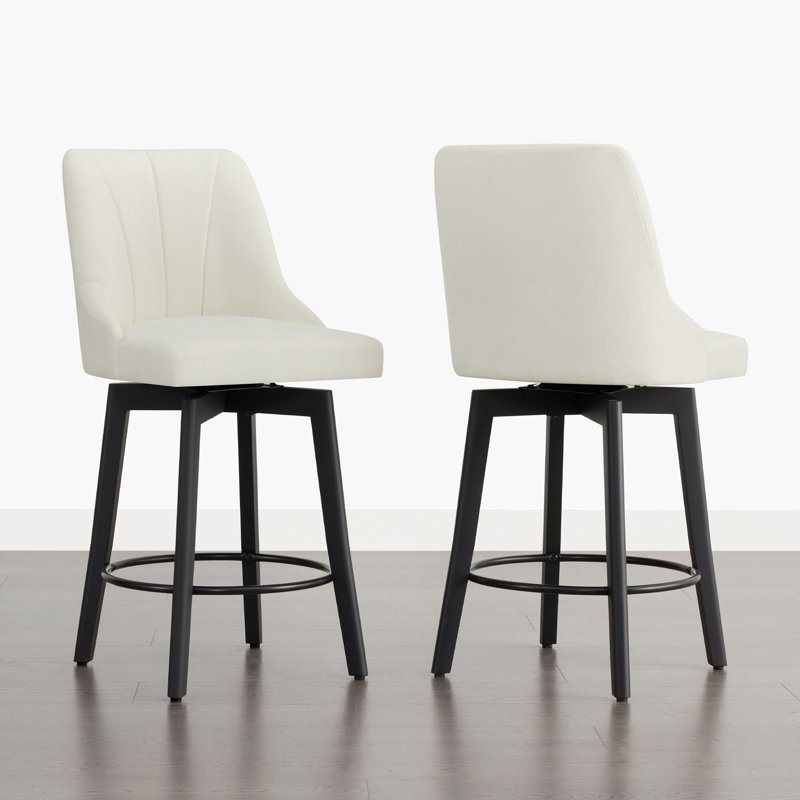 Swivel Upholstered Counter Stool, White