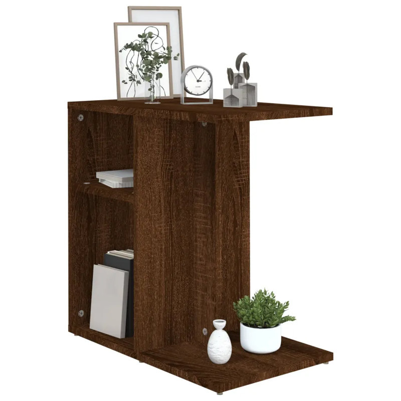 Gnatt Sled End Table, Brown Oak, Brown Oak