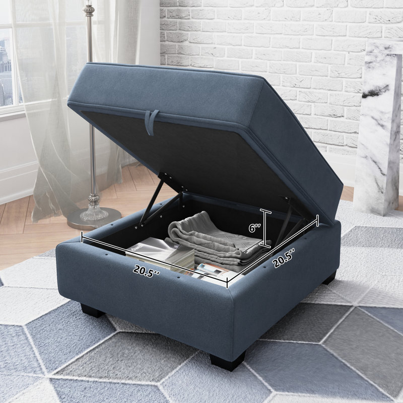 Livsey Velvet Ottoman, Blue Velvet