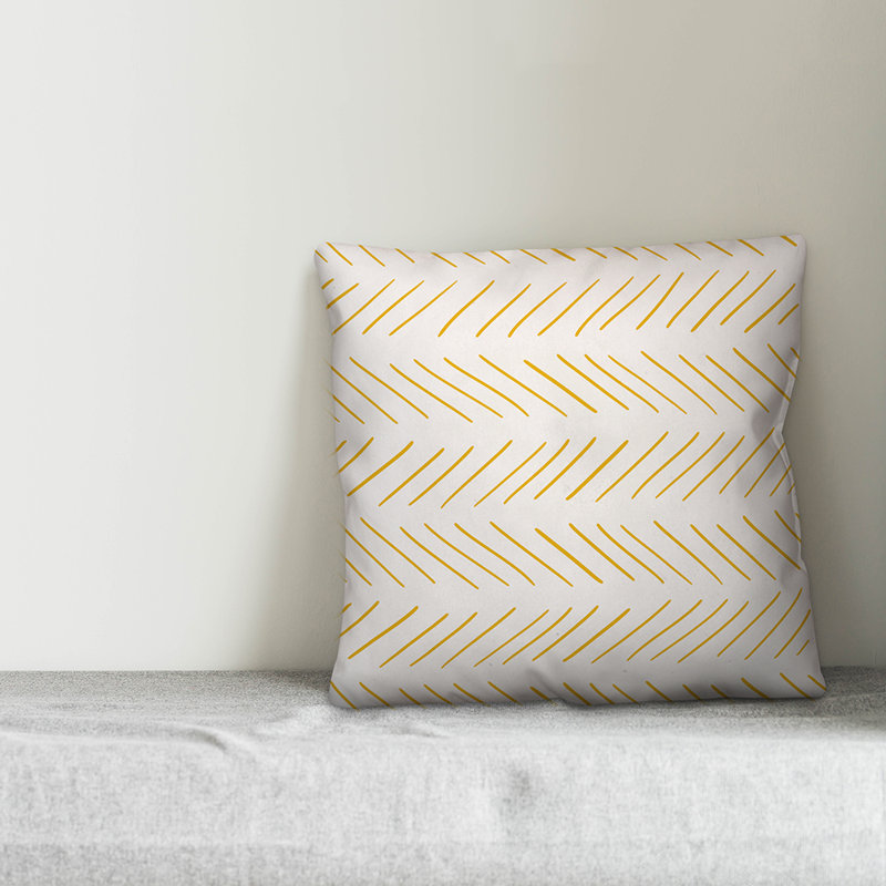 Geometric Throw Pillow, 16" x 16", Cream/Yellow, Polyester/Polyfill