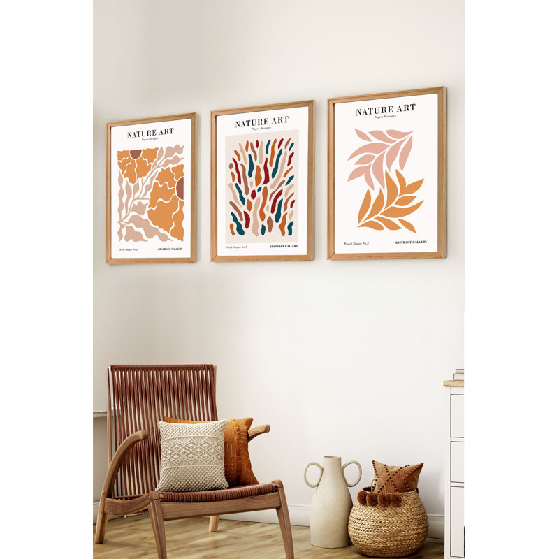 Stunning Decorative Framed MDF Painting Set (3 Pieces), 19.7 x 27.6 inches Each | 100% Solid Pine Wood Frame, 0.8 inches Thickness | Double-Sided Bristol Paper with Shiny & Matte Finish | Perfect for Living Room & Office Décor
