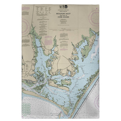 Entrée de beaufort et partie de son central, serviettes à main nc map nautique Jaiden