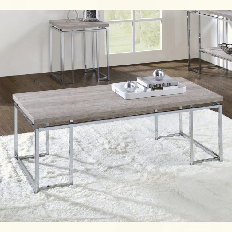Table basse rectangulaire avec base en métal