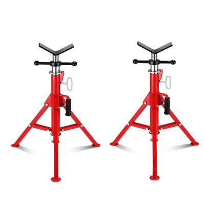 Heavy Duty Pipe Jack Stand Set – Adjustable 28-52 Inch, 2500LB Capacity, Carbon Steel, Folding Legs, Fits 1/8"-12" Pipes – Professional Electrical Conduit Support – 2PCS, Red Color