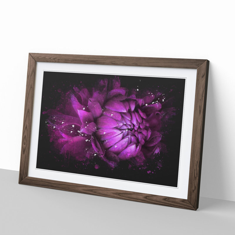 Purple Flower Vol.1 - Single Picture Frame Print on Wood, 36cm H x 48cm W x 2cm D, Walnut Framed