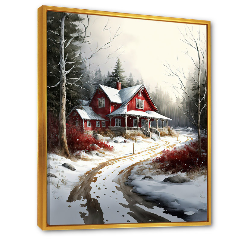 «Cold Winter View on the Country II», impression sur toile, H 40 po x l 30 po x P 1,5 po, Cadre flottant doré