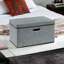 Ensemble de 2 grands bacs de rangement pliables en lin avec couvercles