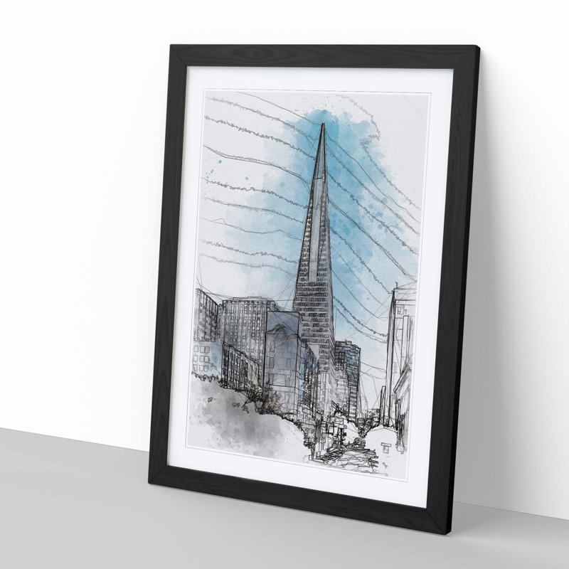 Transamerica Pyramid in San Francisco in Abstract - Framed Print, 76cm H x 50cm W x 2cm D, Black