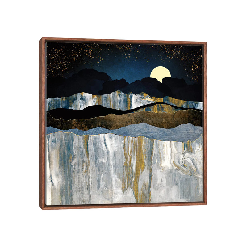 " Painted Mountains ", 37" H x 37" W x 1.5" D, Brown Floater Framed, No Mat
