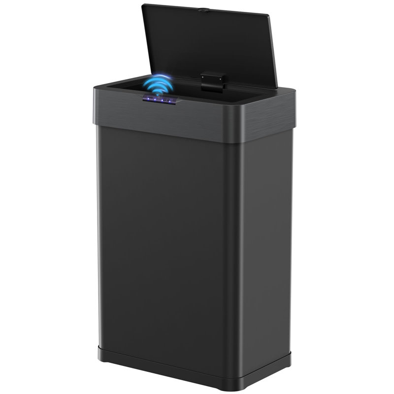 Stainless Steel Motion Sensor Kitchen Trash Can, 68.5cm H x 41cm W x 26.5cm D, Black, 60