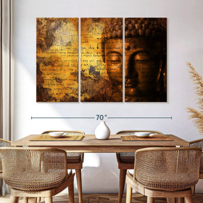 Bouddhisme - 3 pièces sur toile tendue