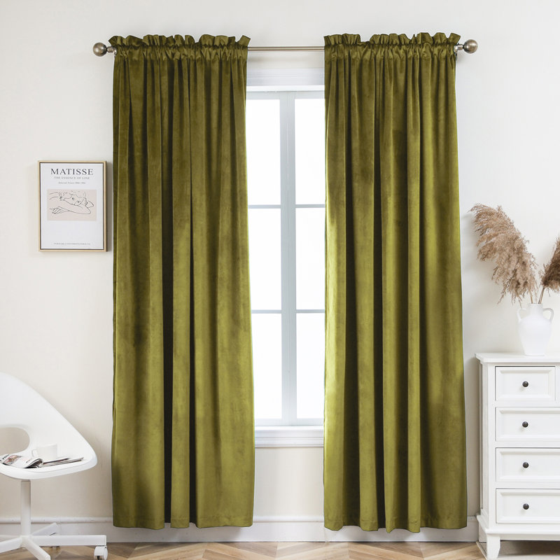 Florane Blackout Curtain Pair, Olive Green, 52" W x 95" L