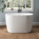 Baignoire autoportante en acrylique de 43 po avec siège Tidal, baignoire profonde en acrylique avec trop-plein
